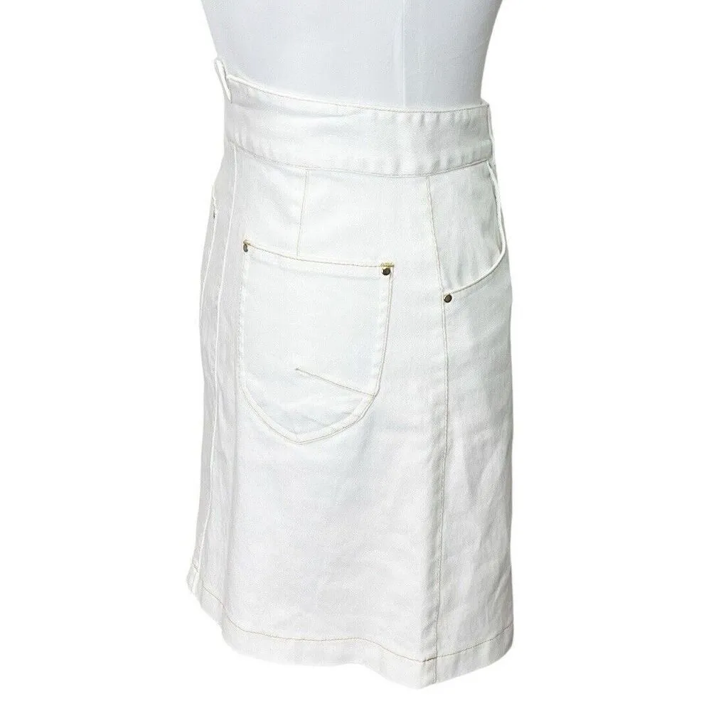 Sabina Musayev McKenna Mini Skirt High Rise Denim White Women’s Size S - Image 5
