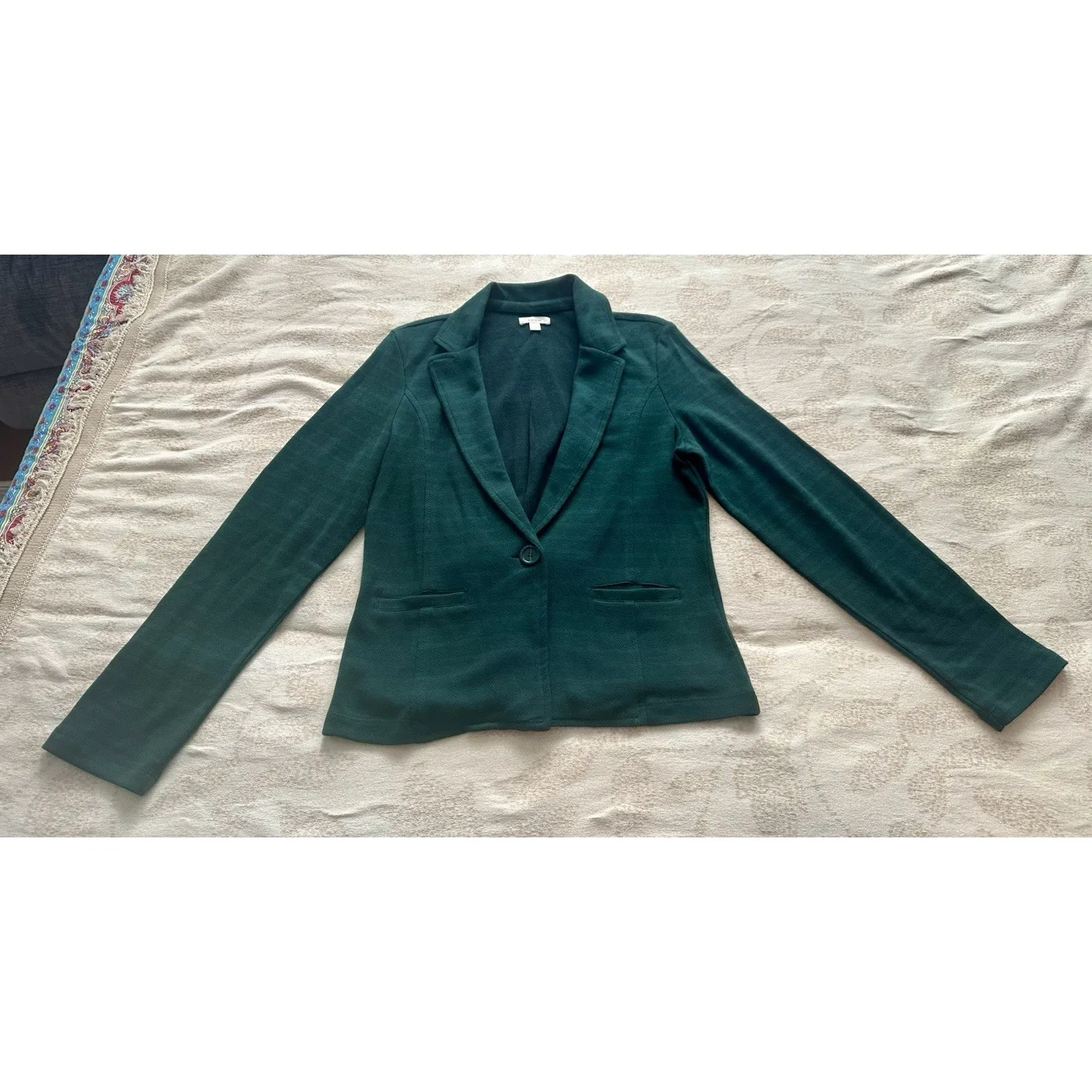Women's Green Stripped Caslon Blazer Single Button Cotton Size L Size L - Image 10