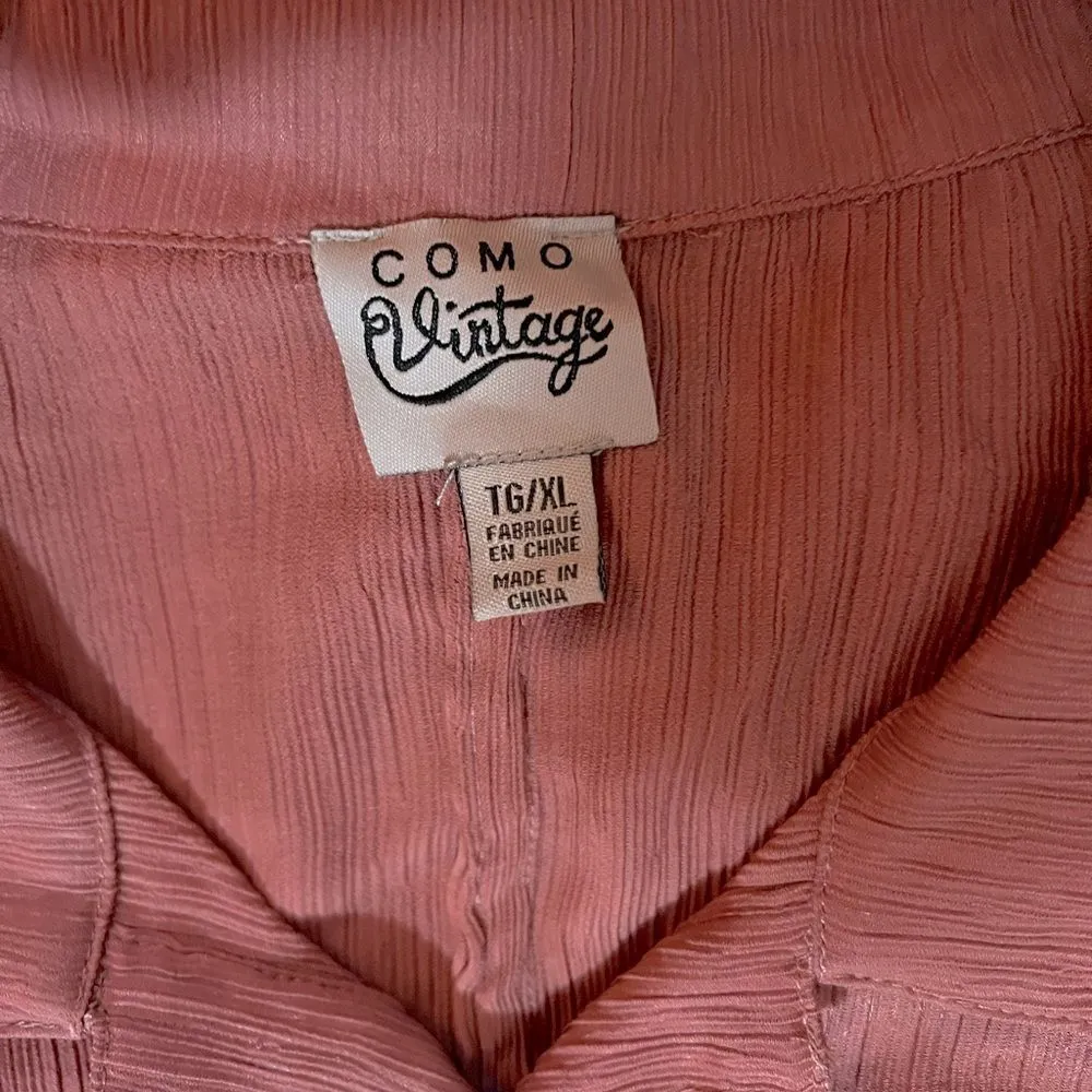 Como vintage Comp Vintage Rust Abalone Shell Button Blouse Sz 16 - Image 5