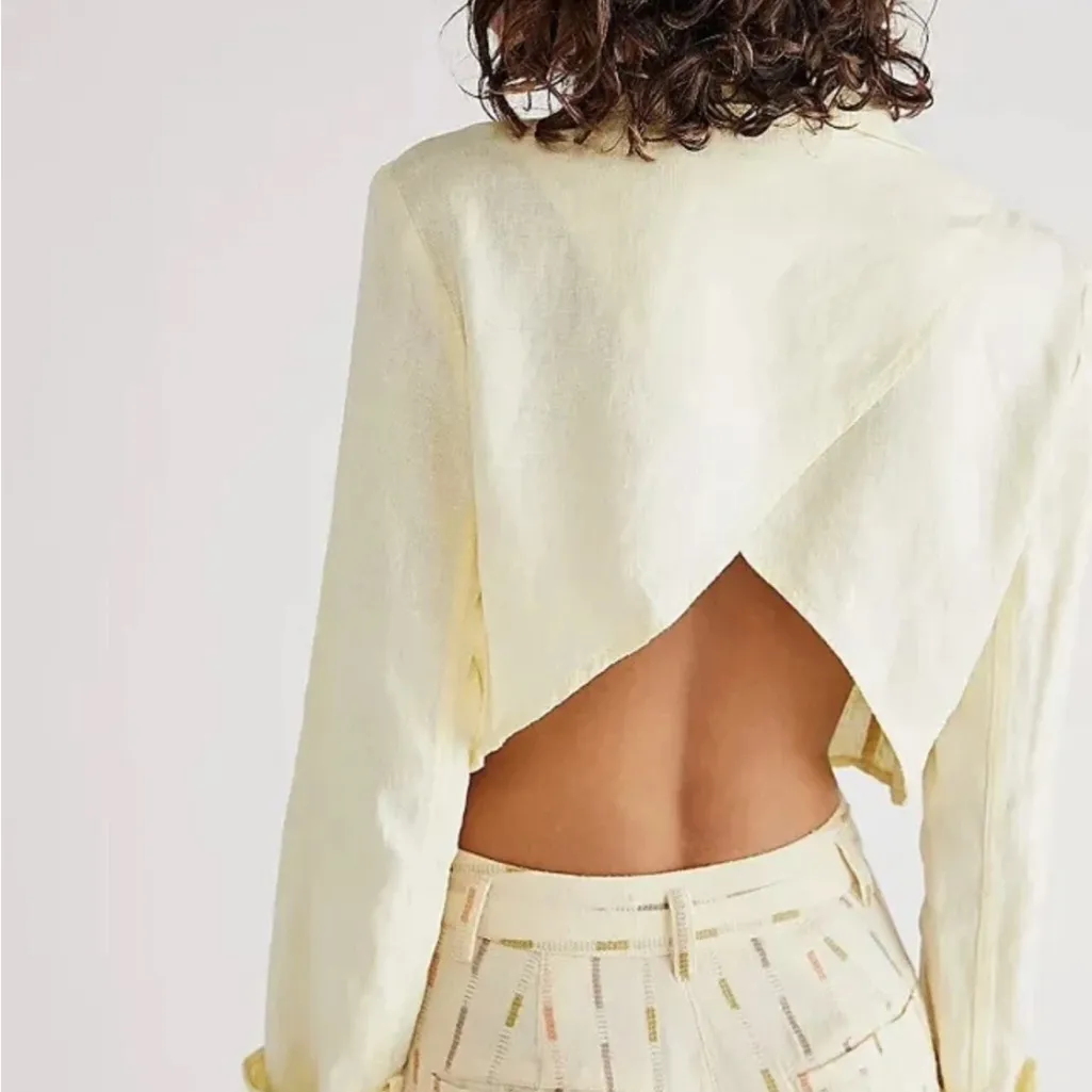 ✨HOST PICK✨ Free People Bennie Crop Blazer Butter Yellow size Medium (NWT) - Image 2