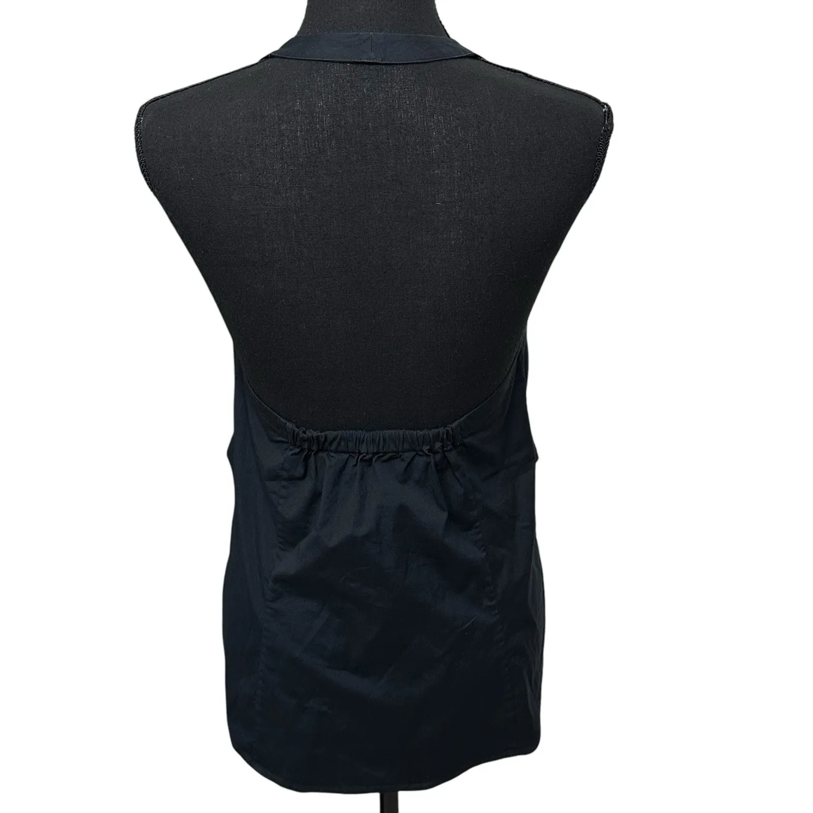 Veronica‎ Beard Vea Stretch Cotton Halter Top Black Women's Size 10 - Image 5