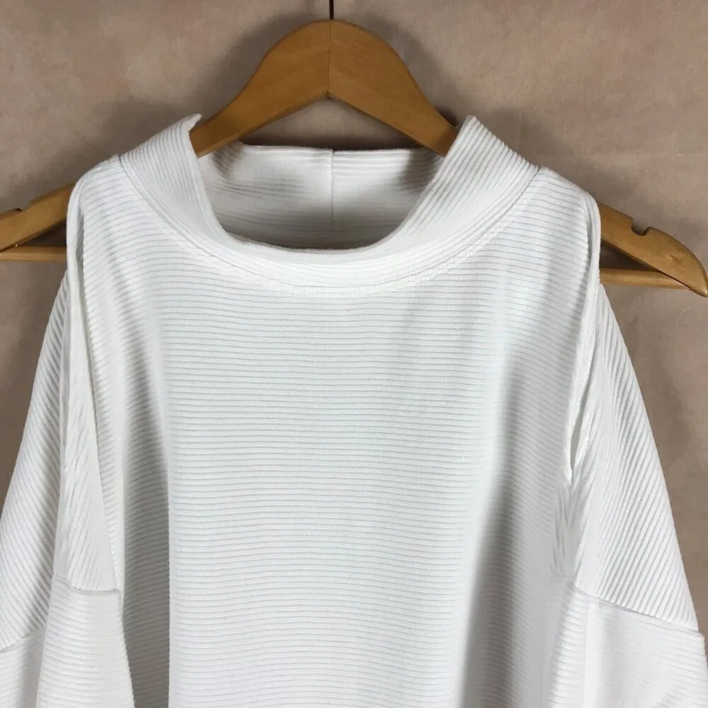 IDEOLOGY Active Split-Sleeve White Ribbed Mock-neck Sweatshirt NWT 1X - Image 3