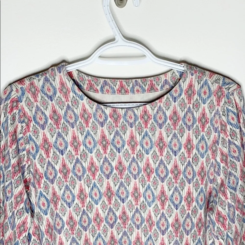 J.Jill Luxe Supima forward seam cotton boho tribal print tunic sz M - Image 3