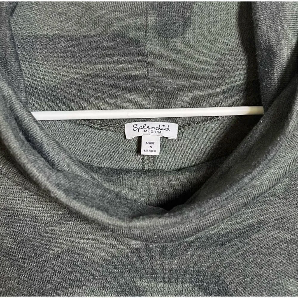 Splendid Camo Cowl Neck Dolman Long Sleeve Lightweight Sweater Top Sz M Green - Image 8