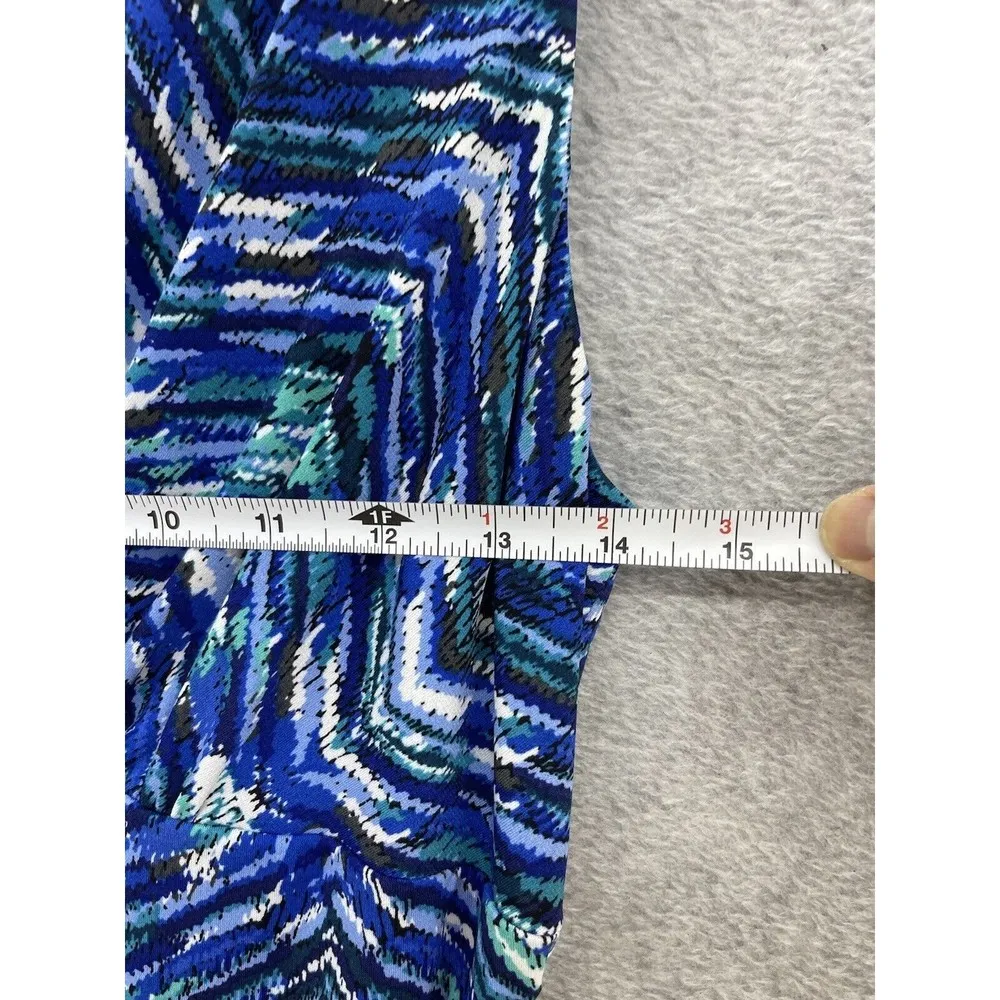 Nine West Women's Dress Sleeveless Blue V Neck Pleated Drop Waist Size 2 Lined - Image 6