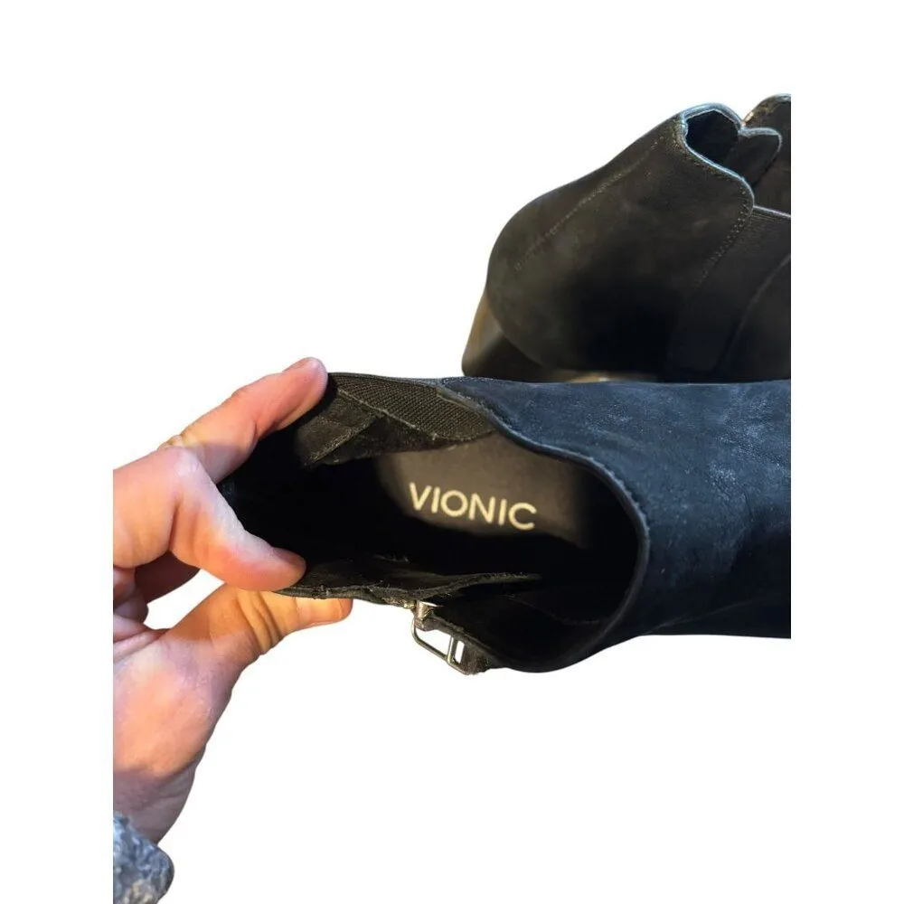 VIonic Womens Black Leather Ankle Boots With Side Zippers size 9.5 women's - Image 11
