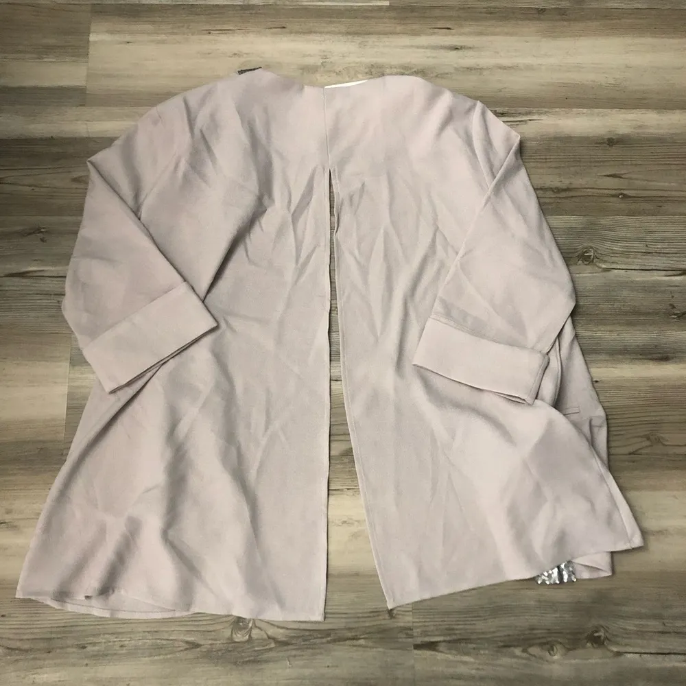 3/4 sleeve blazer w/sequin sleeves, flap pockets, holiday Size L - Image 2