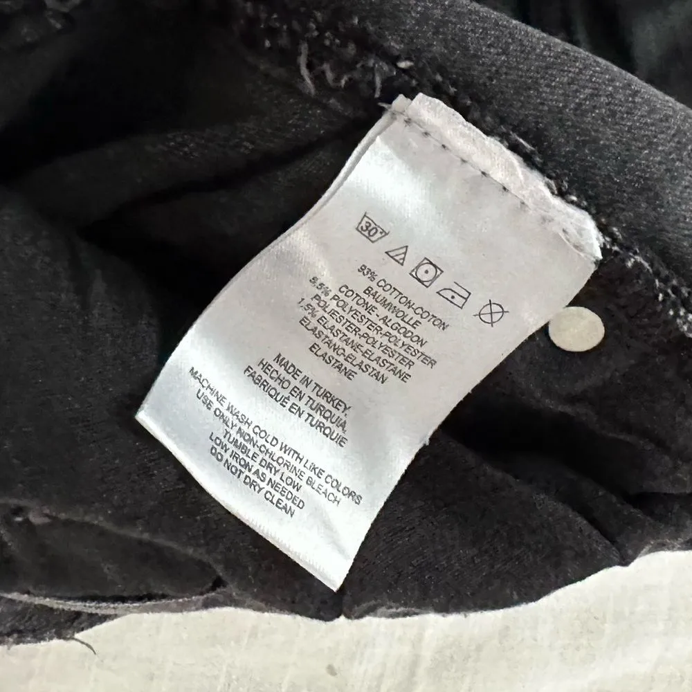 Free People Women’s 28 Straight Crop Jeans Grey Black Wash Raw Hem Flare - Image 2