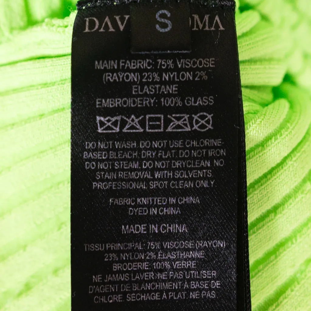 David Koma Crystal Rhinestone Jewel Diamond Buckle Ruched Long Sleeve Knit Top S - Image 3