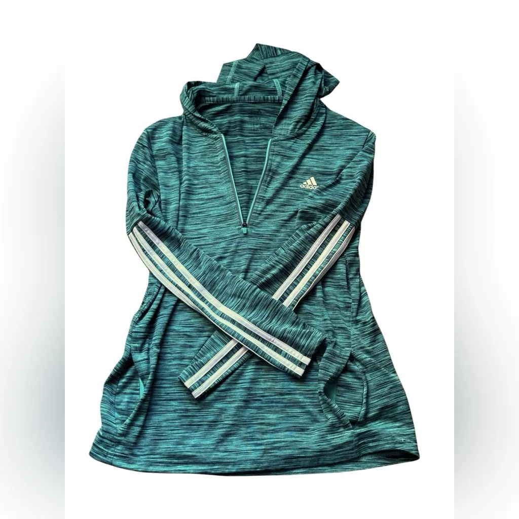 Adidas Climalite Lightweight‎ Hoodie Green Size Medium - Image 3
