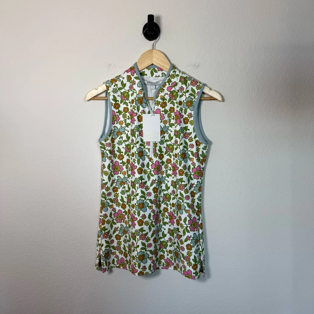 NWT Smith & Quinn Kennedy Sleeveless Zip Golf Top Dandelion Haze S Green - Image 2