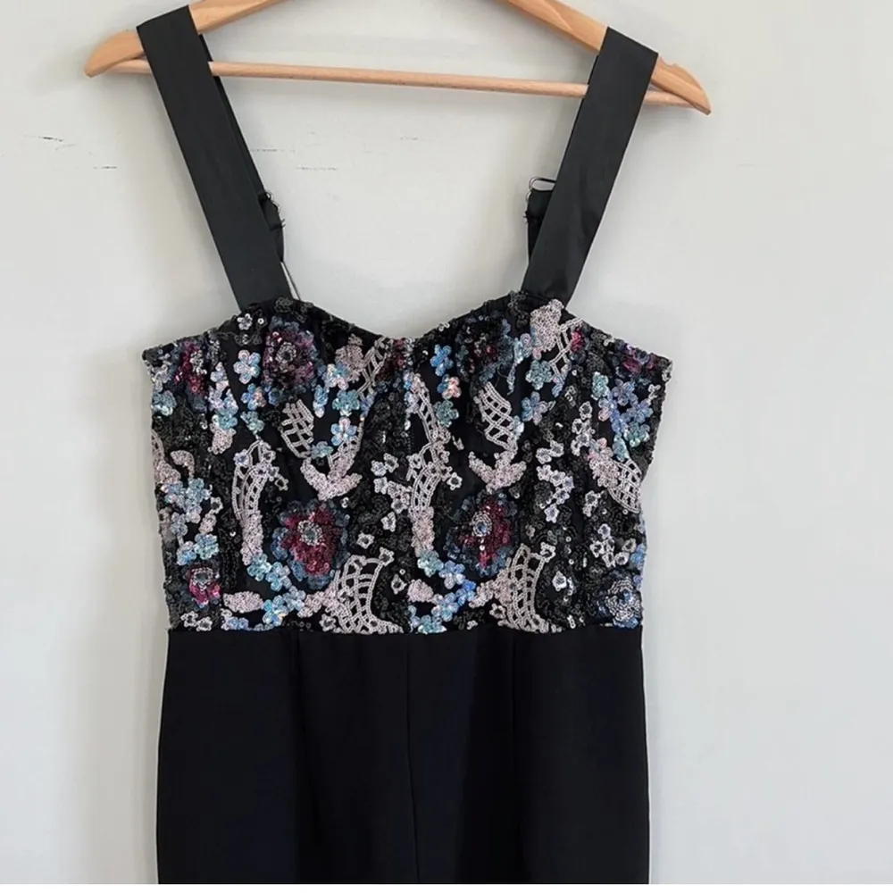 Bronx and Banco Annabell Jumpsuit Floral Sequin Bodice Spaghetti Straps Catsuit - Image 8