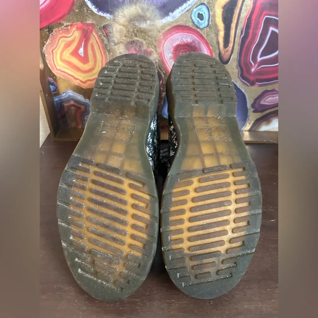 Dr. Martens Black Floral Combat Boots - Image 3