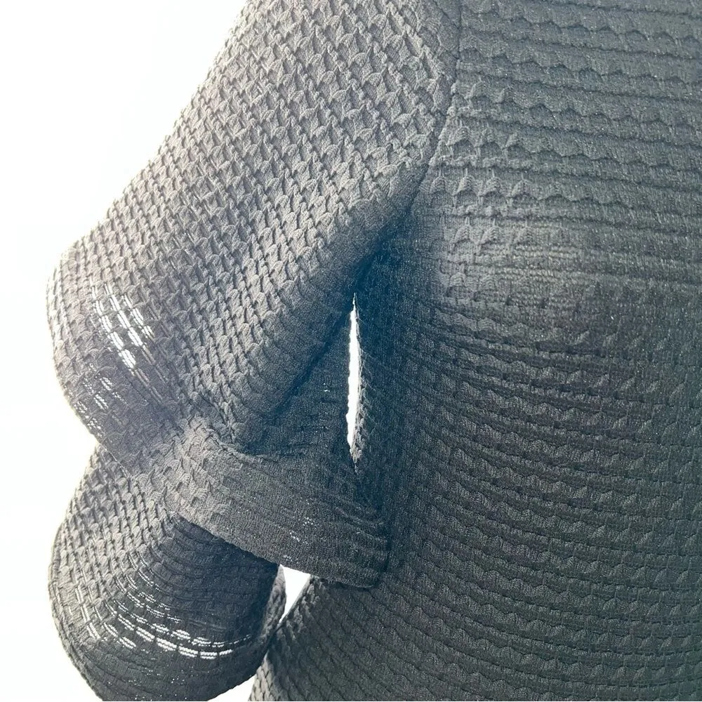 INA Women's Black Stretch Lace Fitted Sheath Dress w/Double Bell Sleeves-Size S - Image 7