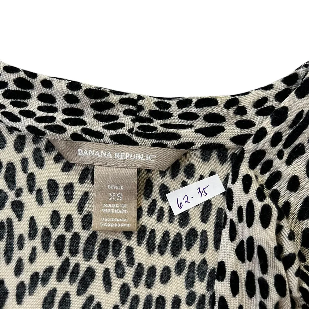 Banana Republic Black & Beige Stretch Shirt Women Petite Size XS | 62-35 - Image 3