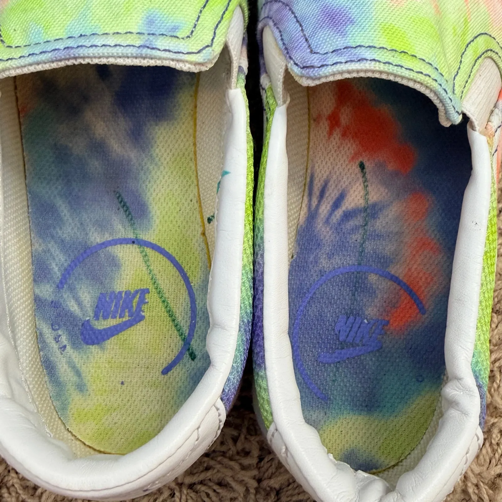 Nike Tie-Dye Slip-On Sneakers Purple Green Red Size 9 - Image 8