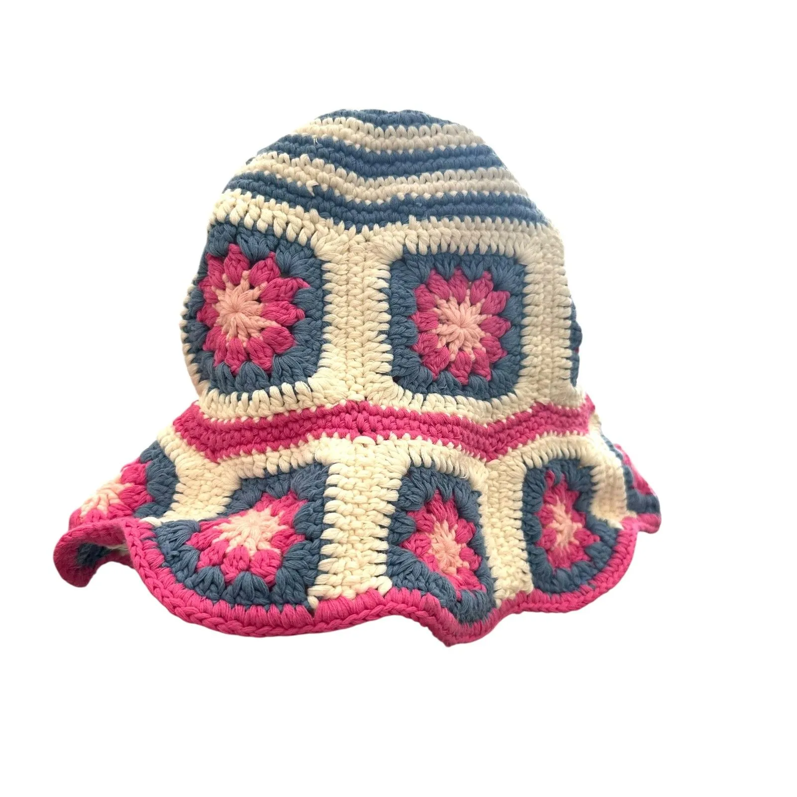 JOCELYN Tulum Crochet‎ Bucket Hat Pink Multi NWT White - Image 3