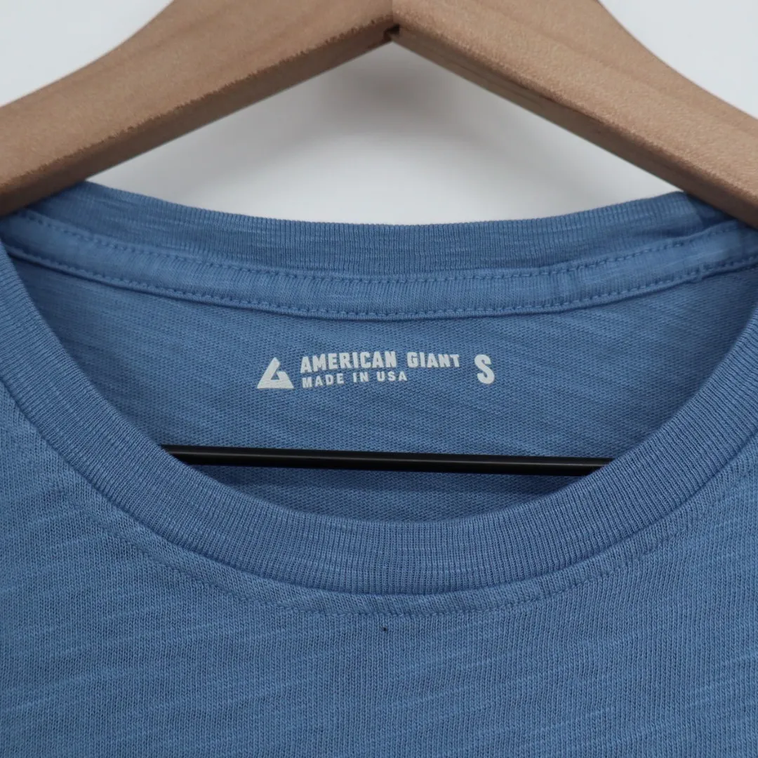 American Giant Womens Crew Neck T Shirt Blue Cotton Size S Made in USA - Image 3