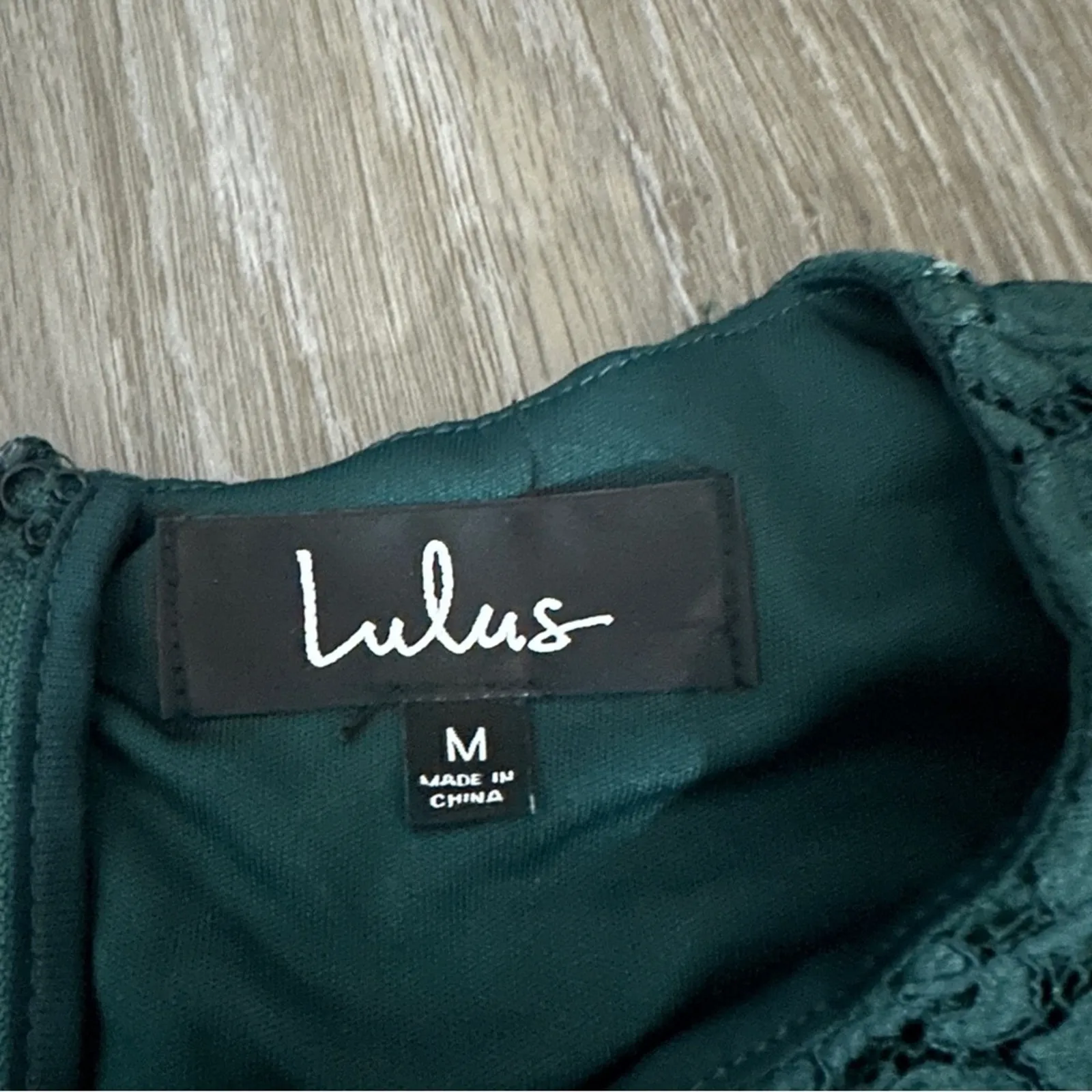 Lulus Favorite Flair‎ Green Floral Lace Flounce Bell Sleeve A-Line Mini Dress M - Image 7