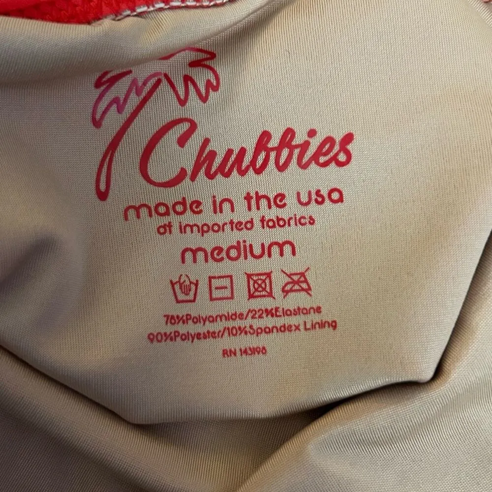 Chubbies Red Low Back One Piece Swimsuit Bathing Suit Size Medium - Image 3