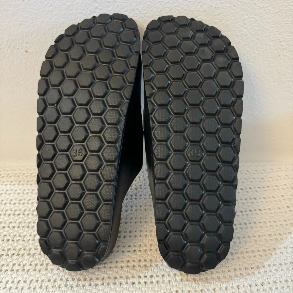 Women’s Black Adjustable Double Buckle Sandals Waterproof,Comfortable Flat Shoes Size 7 - Image 10