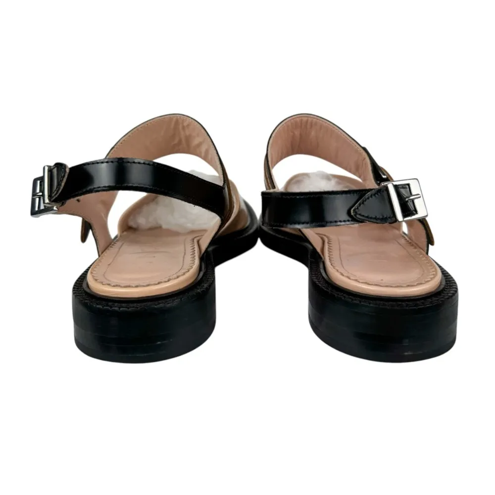 INCH2 Patent Italian Leather Closed Toe Sandals Sz 38 Nude Bucke Strap Black - Image 13