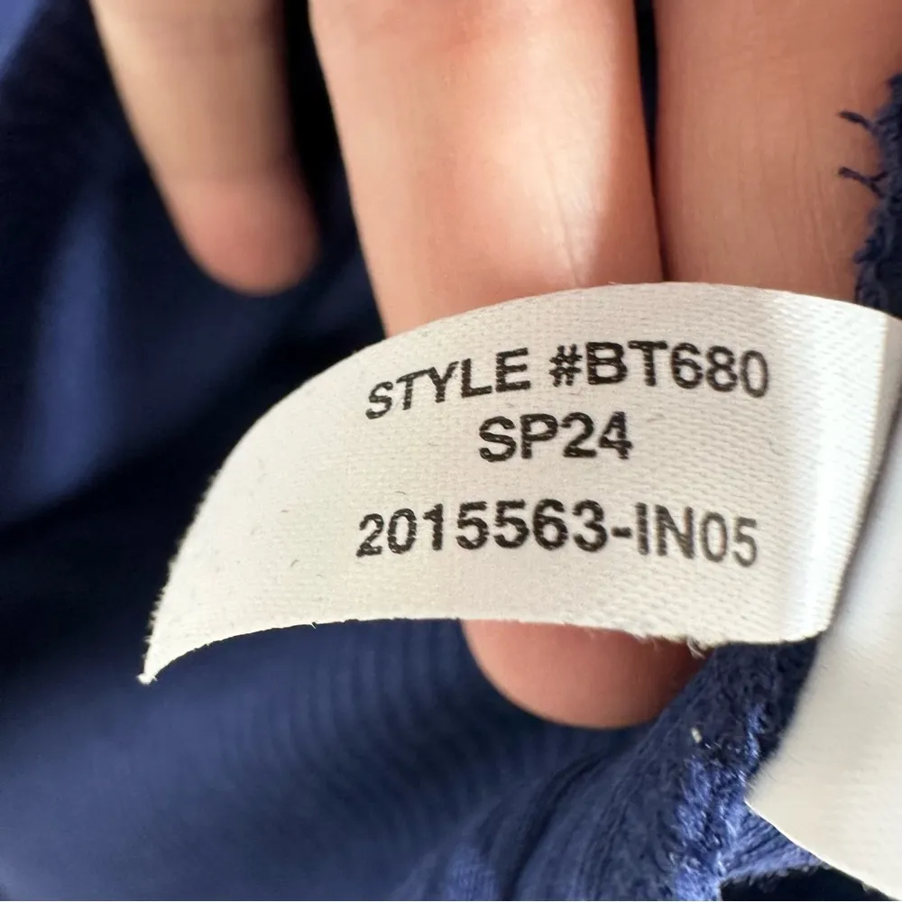 J.‎ Crew Women's Size Small Navy Ruffle-trim eyelet Top vintage rib Feminine - Image 5