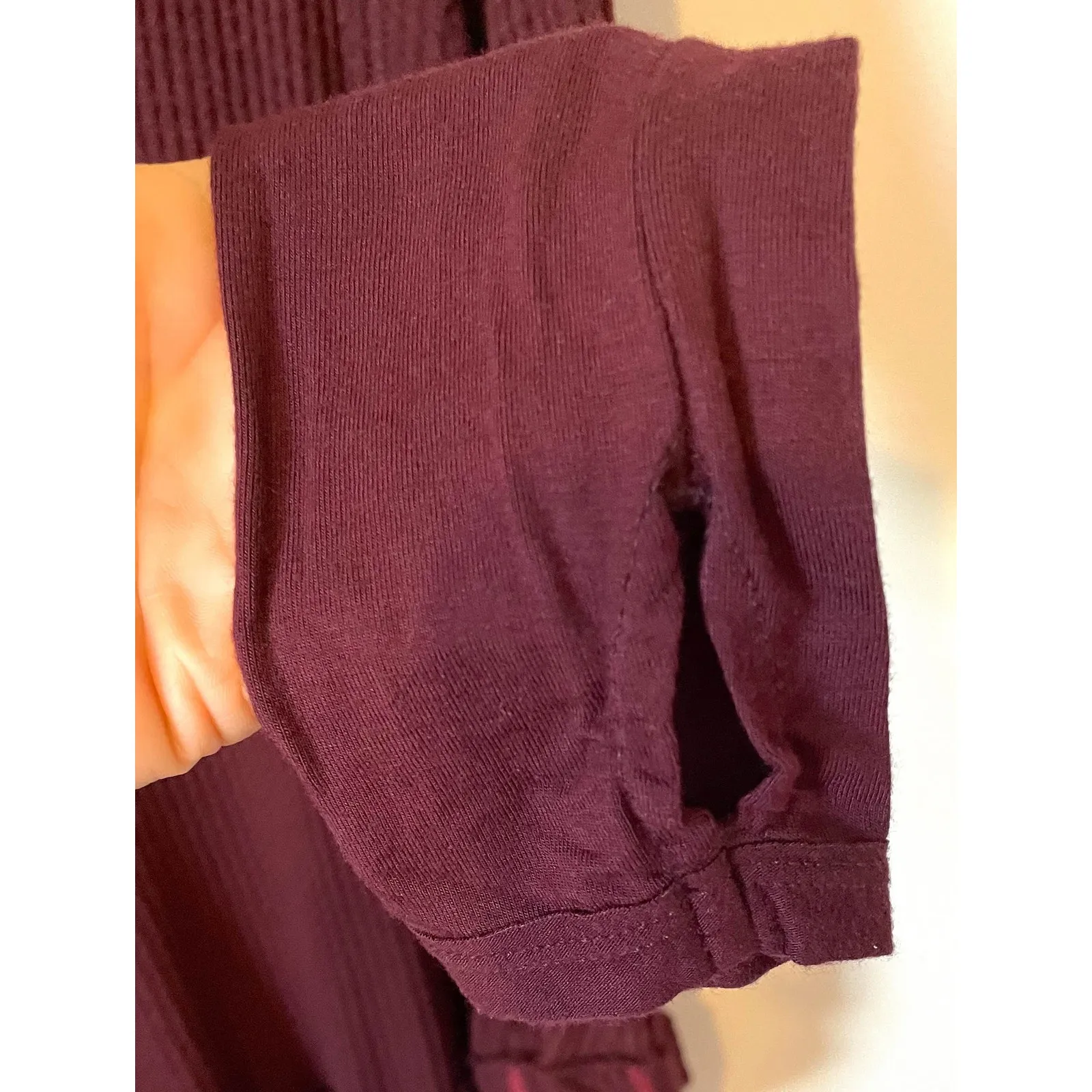 Free People We the Free Oversized V-Neck Thermal Tunic Shirt Purple Wine Size XS - Image 5