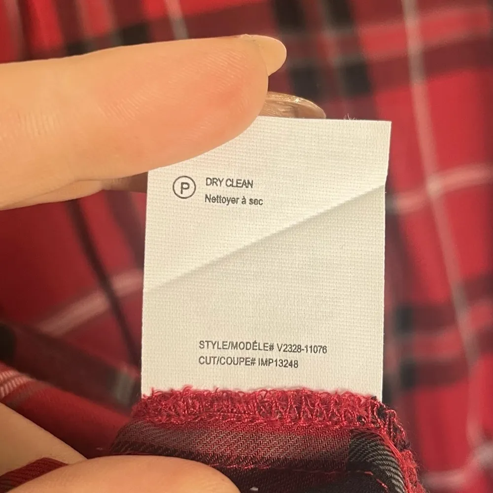 Vince Leather Trim Red Plaid Button Down Shirt Size 8 - Image 10