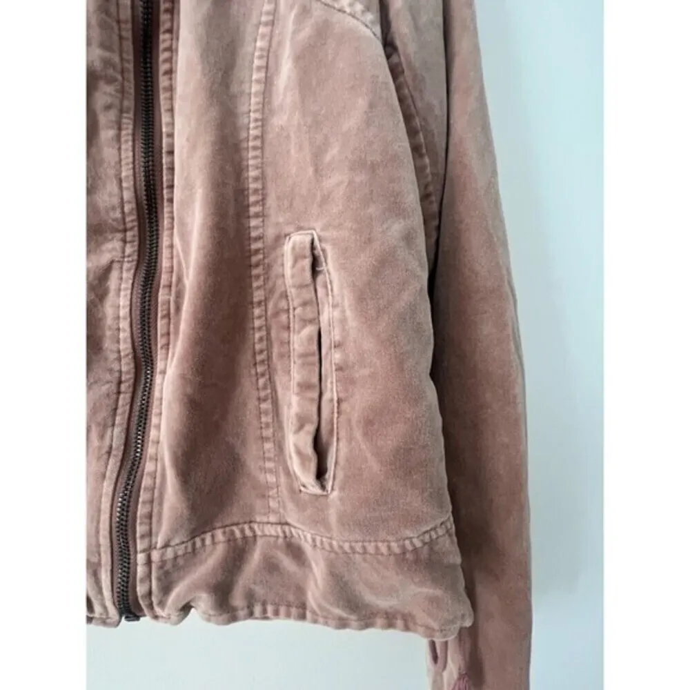 Women's MAURICES Jacket  Moto Velvet Feel Full Zip Rose Pink Laced Sides… - Image 5