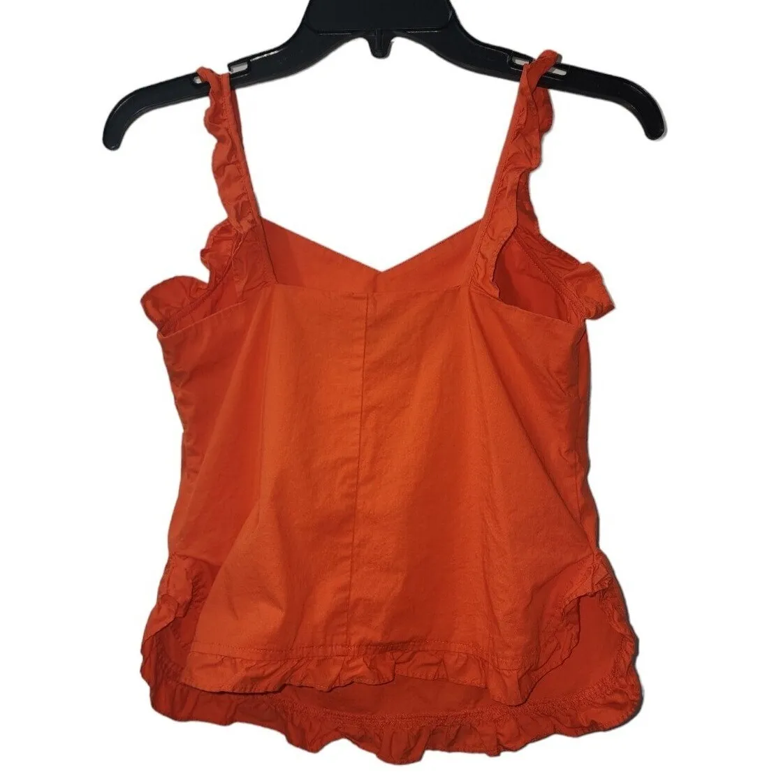 Ruffle Tank‎ Top Sleeveless V-Neck Summer Casual Blouse Orange Size S - Image 2