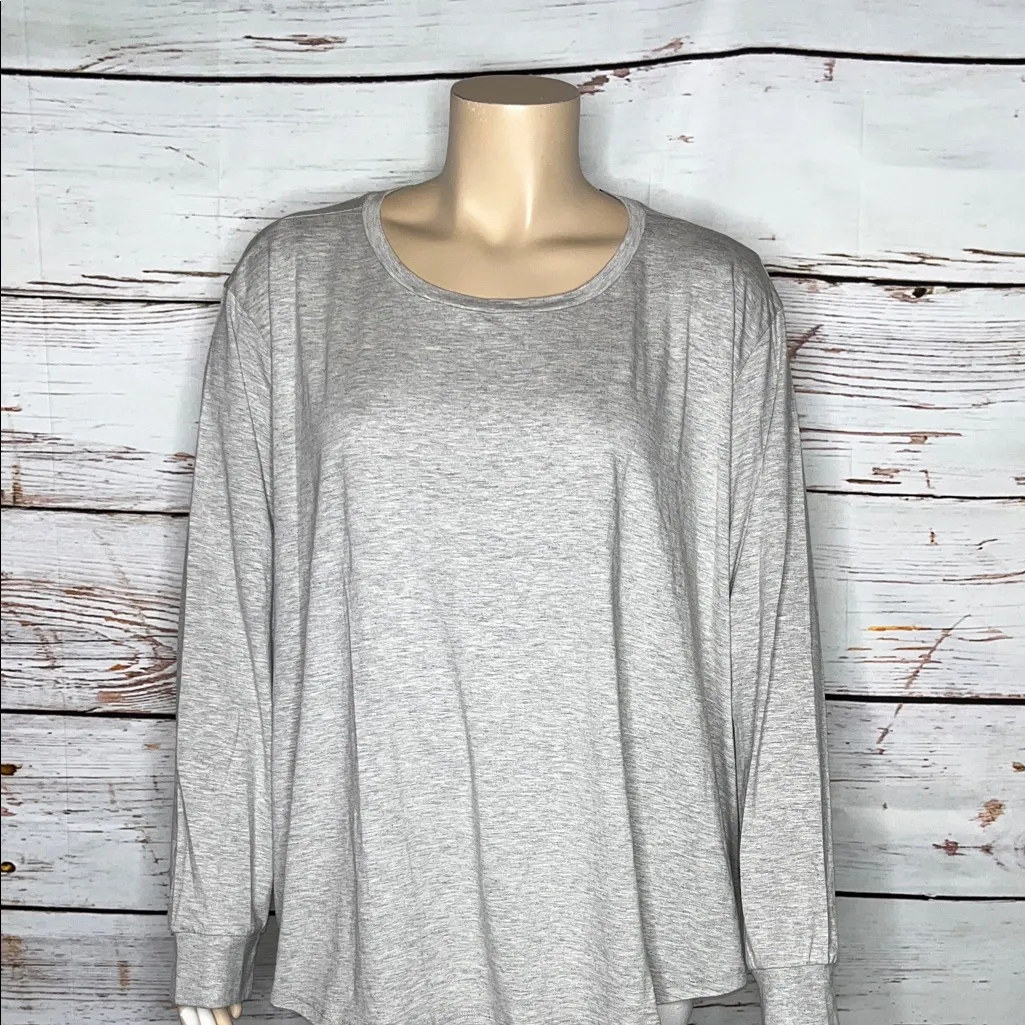 Universal Standard NWT Size 3XL Gray Long Sleeve Pima Cotton Knit Rex Tee Shirt - Image 2