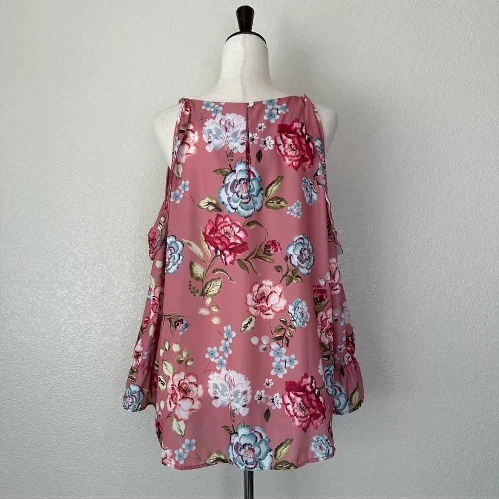 Sweet Pea by Stacy Frati Floral Cold Shoulder Top Pink Size XXL - Image 7