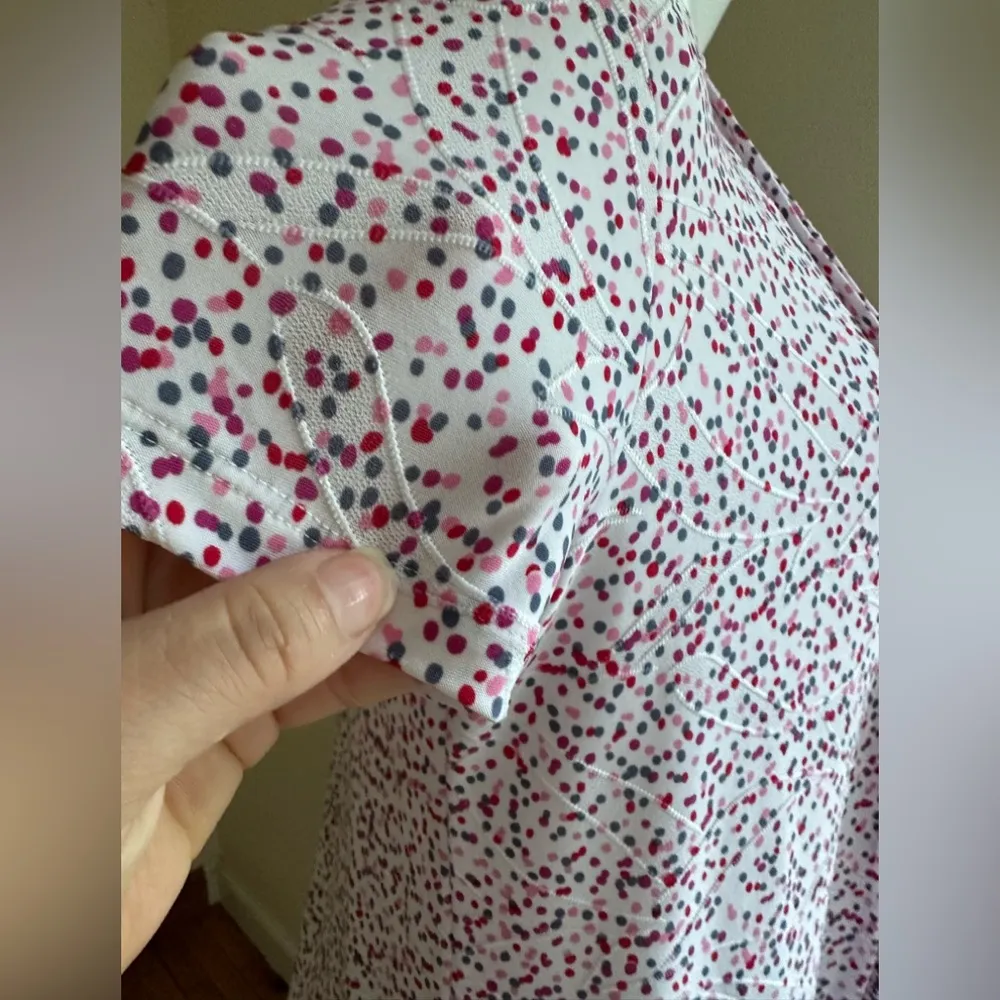 Crate&Barrel White Red Pinks Gray Mini PokaDots Metal Buttons Front Pleat SZ MP - Image 6