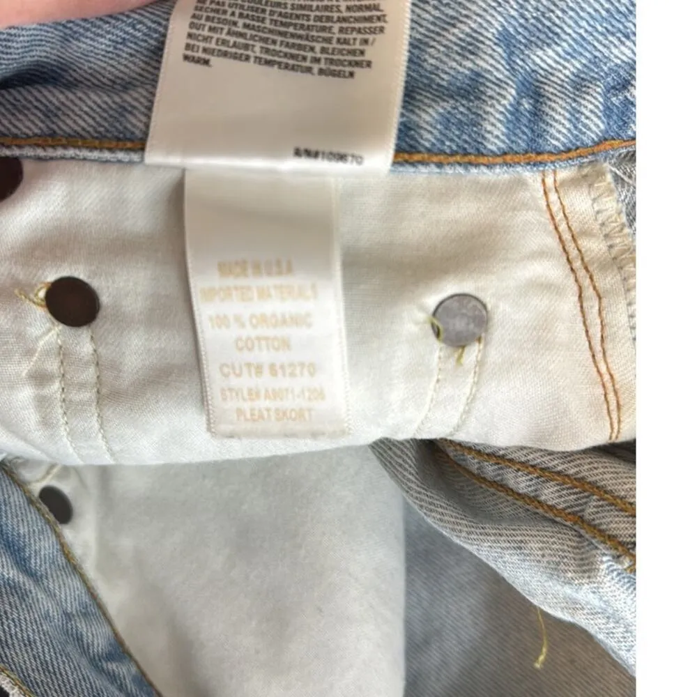 Agolde High Rise Denim Cutoff Pleat Skort size 26  In Hypnosis light wash - Image 8