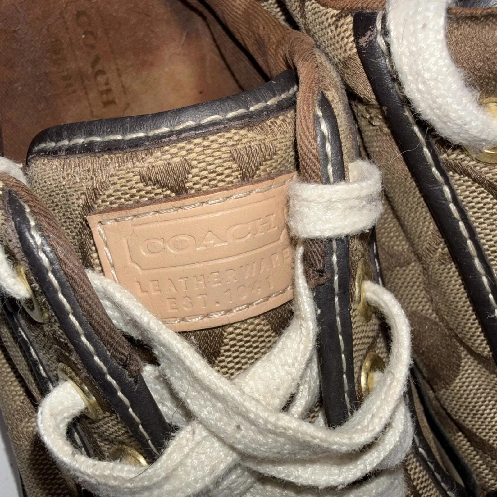 Coach Barrett Brown Vintage Style Monogram Designer Tennis Shoes 7.5B - Image 13