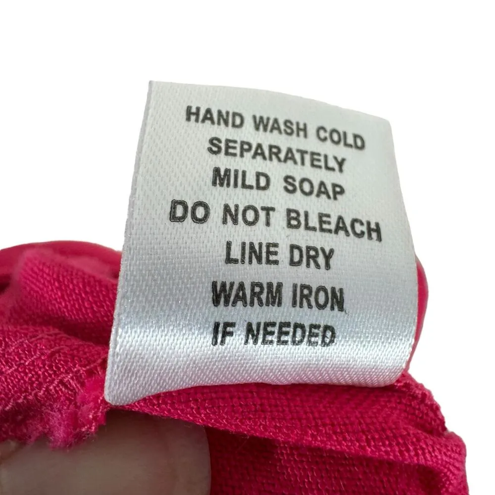 For Cynthia Hot Pink Linen Viscose Lightweight High Rise Cropped Capri Pants L - Image 8