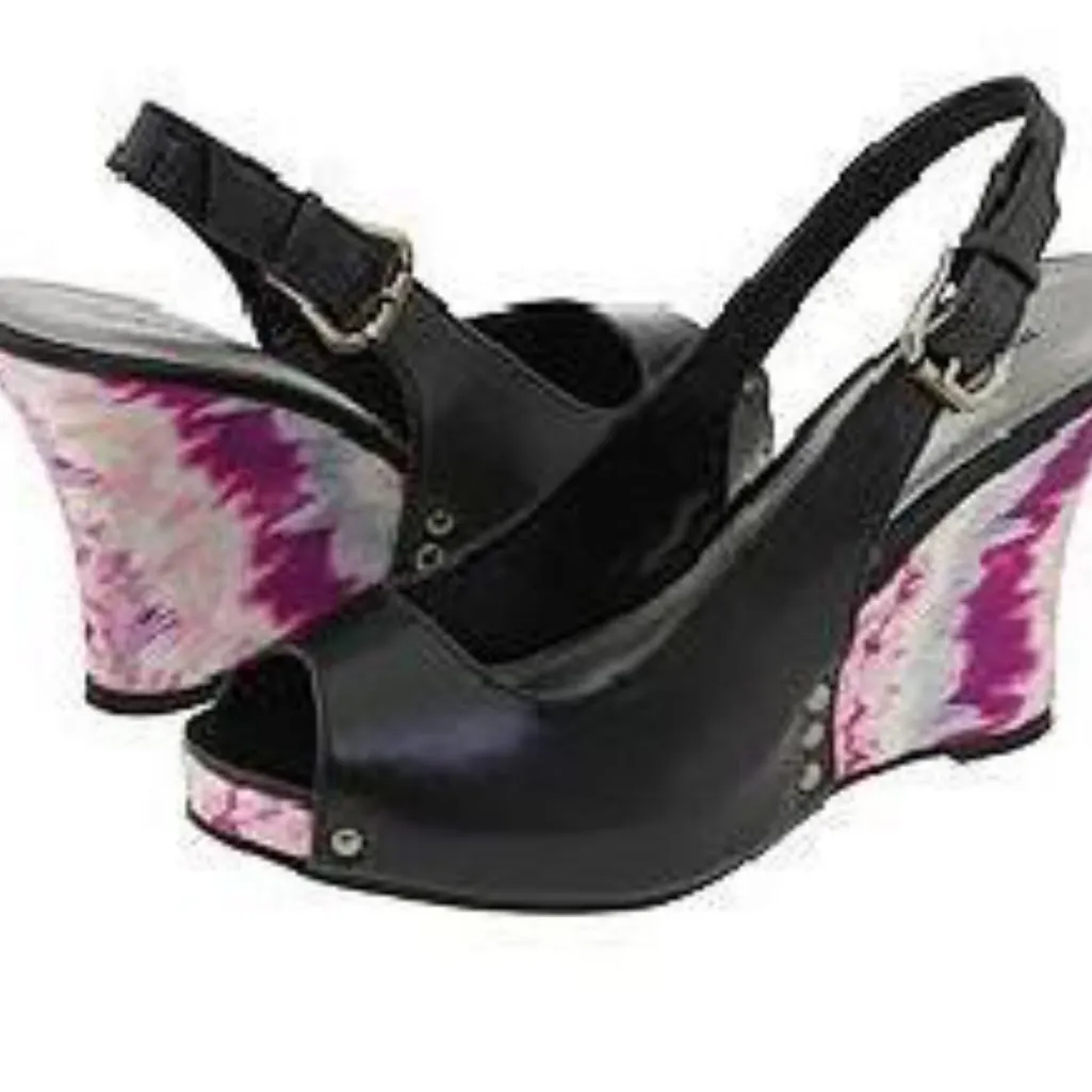 Madden Girl by Steve Madden Black Purple Wedge Sandals - Image 2