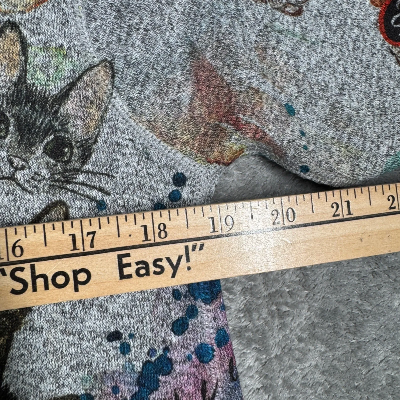 Inoah Shirt Womens Small Cat Print Graphic Tunic Top Elbow Sleeve Cat Lady Artsy Gray - Image 12