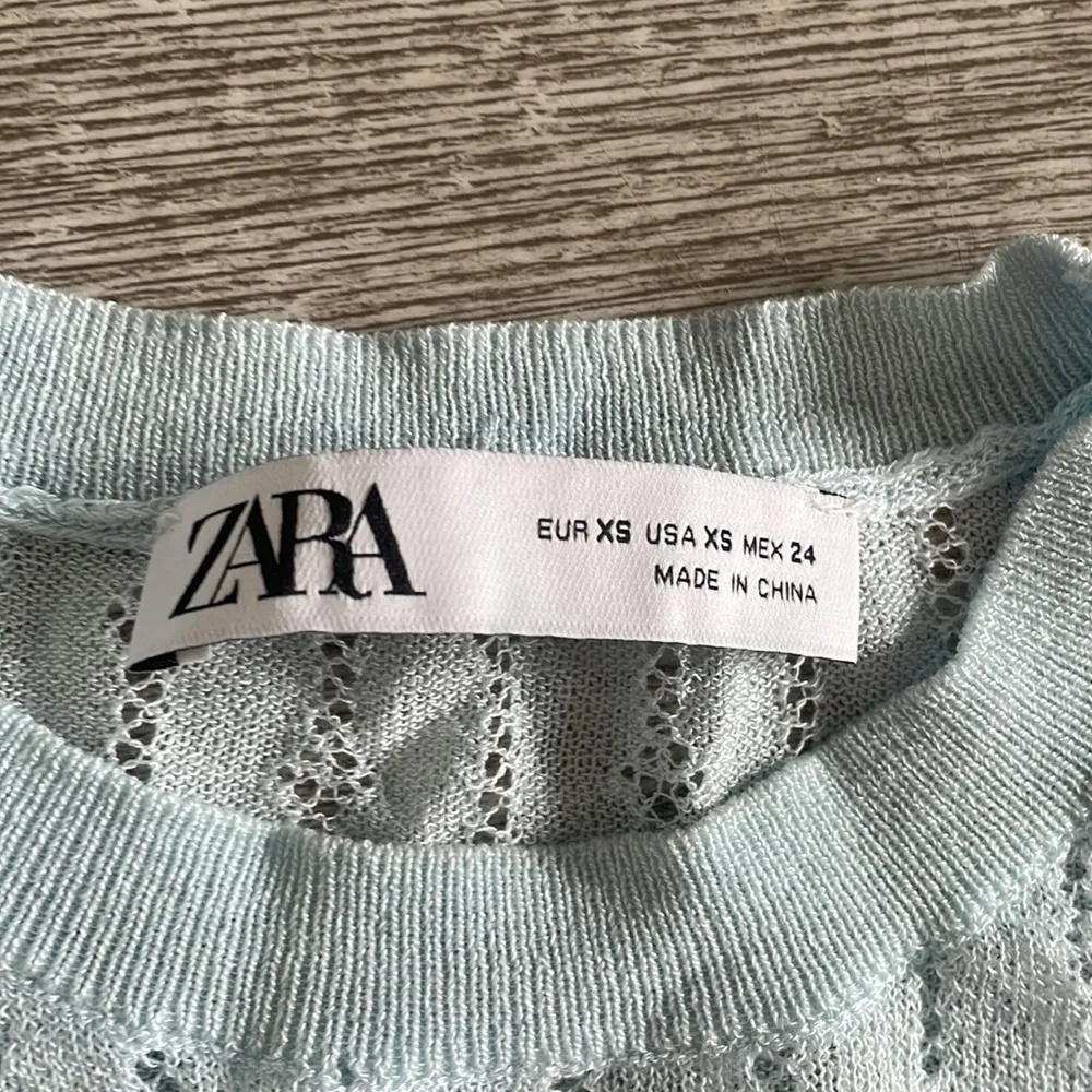 Zara Powder Blue Pointelle Knit Top - Image 3