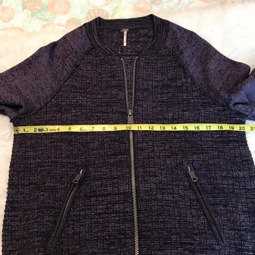 Free People Naomi Swit zip up sweater jacket Women’s Size Med. Purple black - Image 12