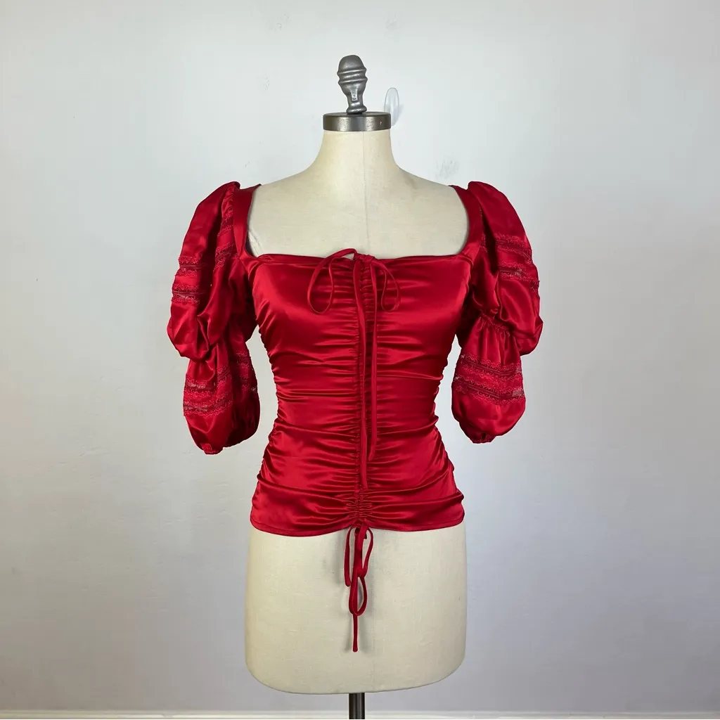 The Collection by Reformation Winchester Top in Cherry - Image 2
