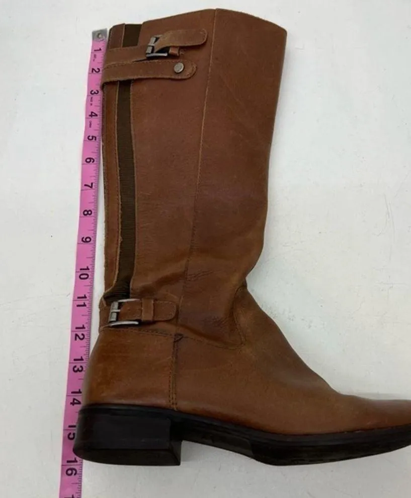 Matisse leather saddle brown bono riding boot side zip buckle accent size 6.5 - Image 13