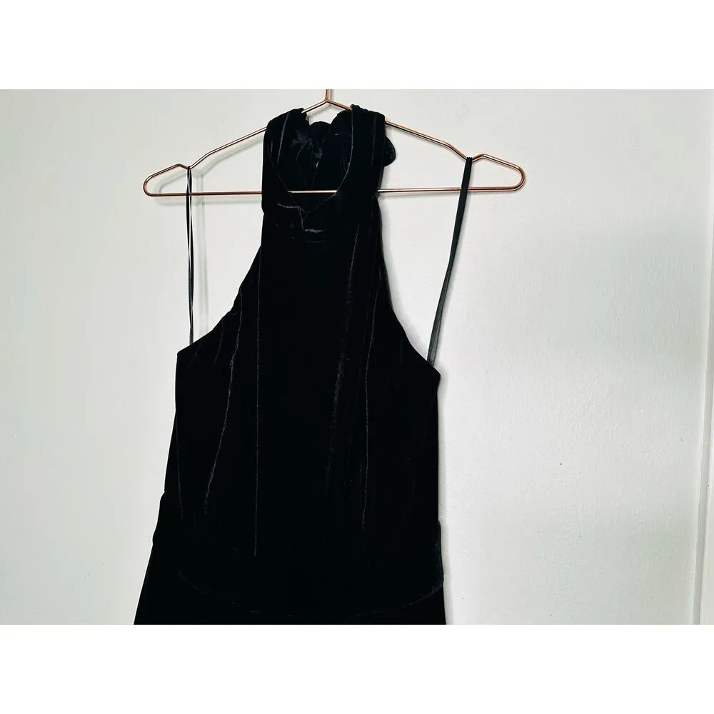 MISA Xander Black Satin Halter Sleeveless Wide Leg One Piece Jumpsuit Size XL - Image 15