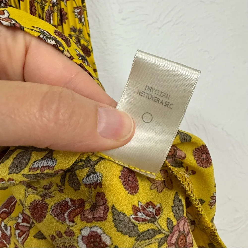 Max Studio Yellow Ditsy Floral Romantic Blouse Womens S Fall Long Sleeve Ruffled - Image 8