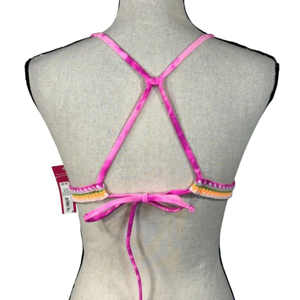 Xhilaration Large Triangle Bikini Swim Top Crochet Tie-Dye Padded Tie Racerback - Image 4