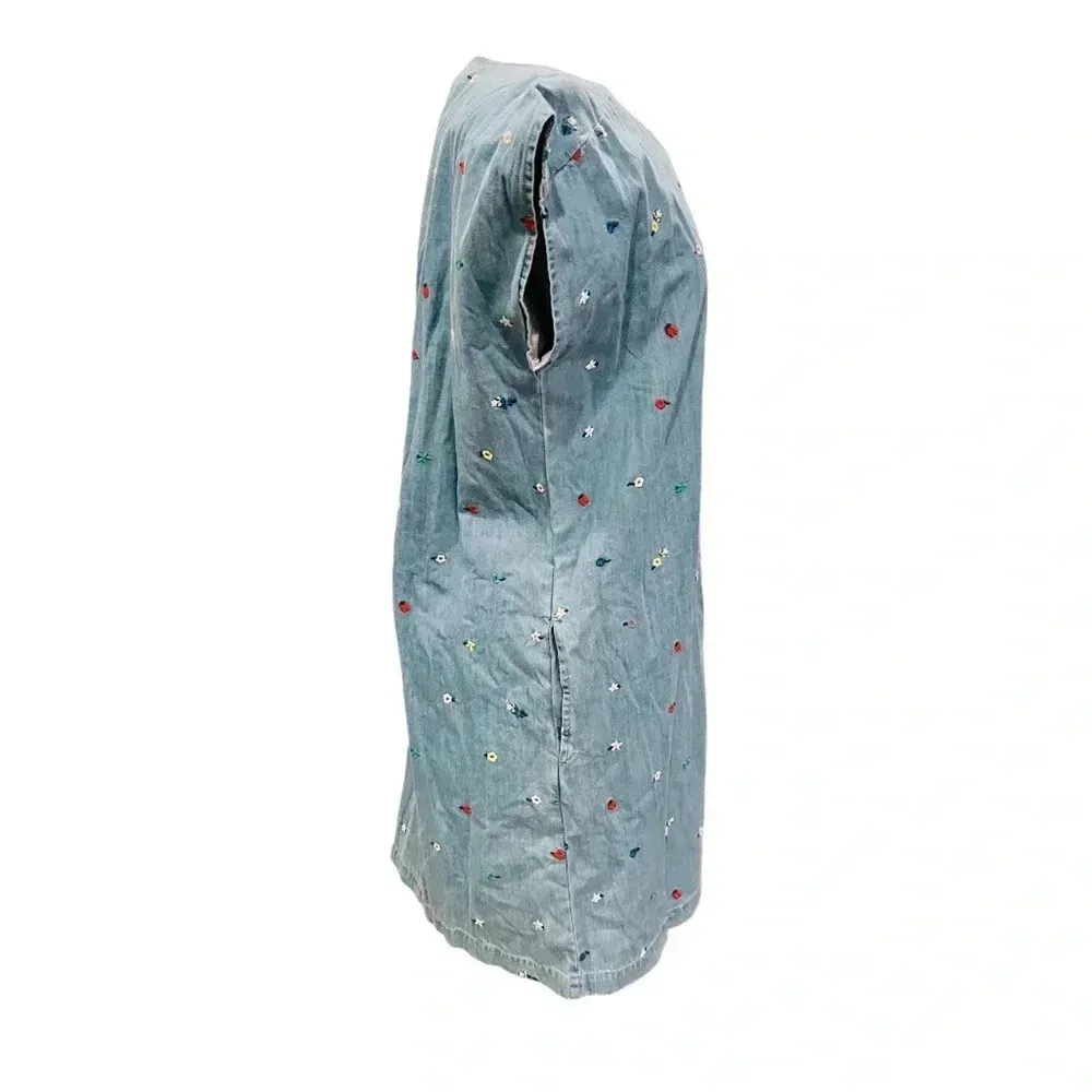 Hanna Andersson Embroidered Chambray Dress Relaxed Fit Denim Blue size L NWT Size L - Image 2