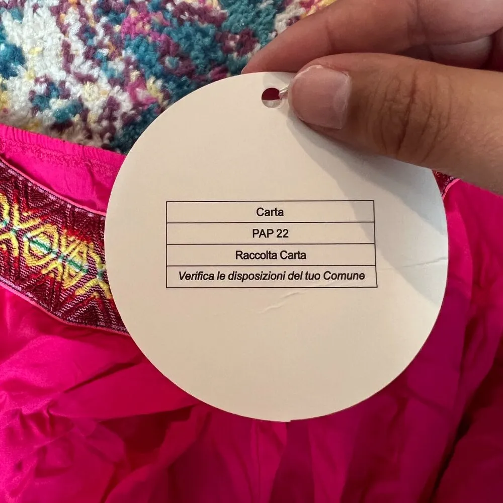 NWT Rusttydustty Hot Pink Geometric Embroidered Tube Top Wide Leg Jumpsuit M Size M - Image 6