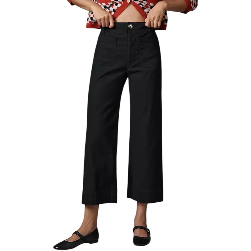 Anthropologie Maeve The Colette Magic Fabric Cropped Wide Leg Pants Size 26 - Image 2