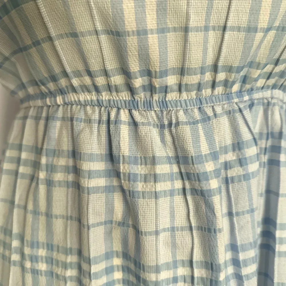 August Sky Blue Plaid Sleeveless Dress (654) Size M - Image 8